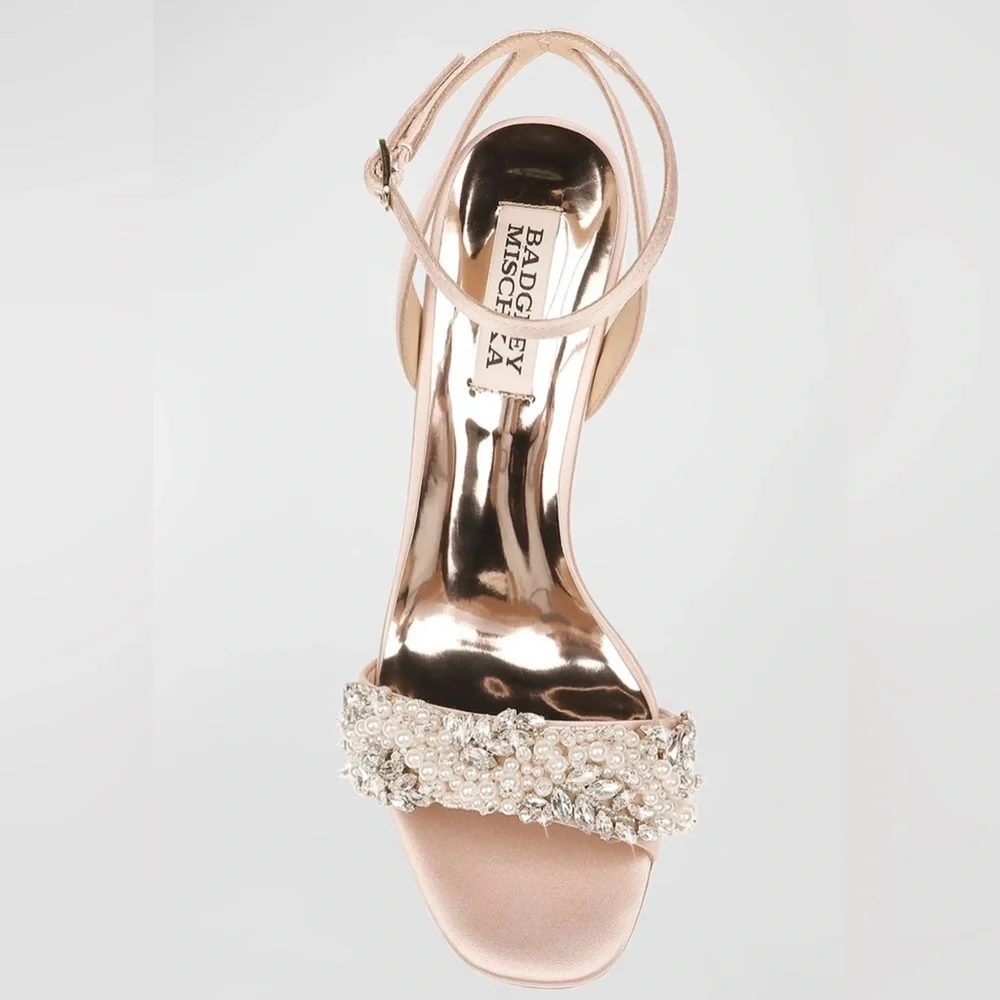 NWOT Badgley Mischka Clara Embellished Satin Cocktail Sandals Size 9